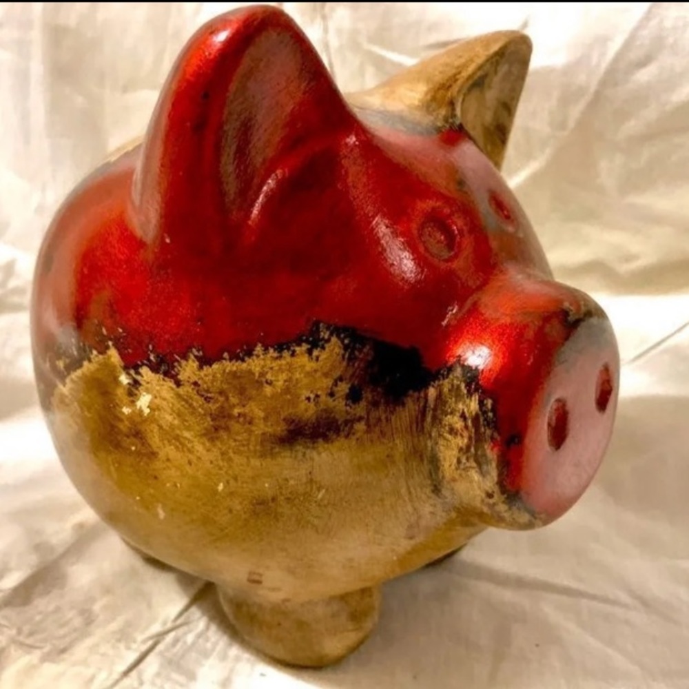 Red Metallic Piggy Bank